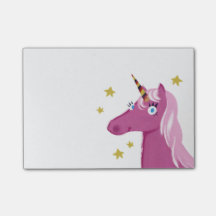 Notas de post-it rosadas del unicornio