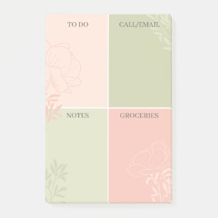 Post-it® Notas de Rubor y Olive Floral Line Art To Do