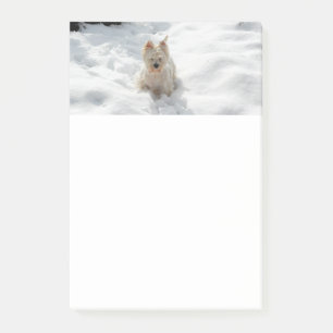 Post-it® Notas de Westie blanco en la nieve