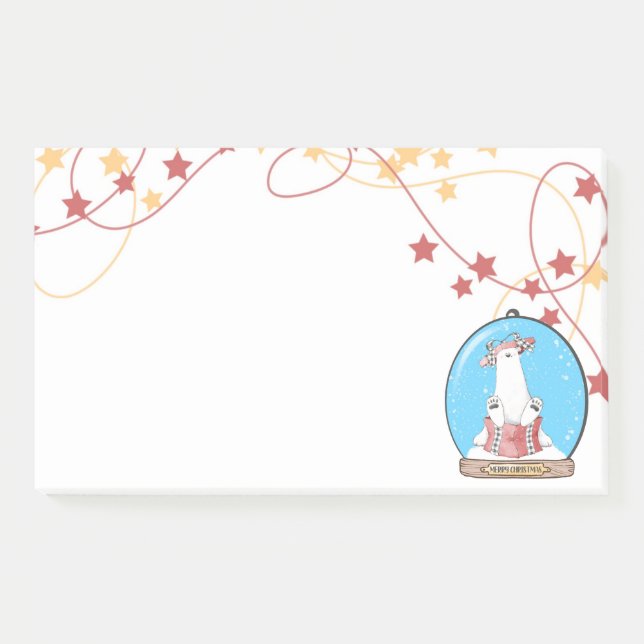 Post-it® Notas del oso polar de los Navidades del Globe de  (Anverso)