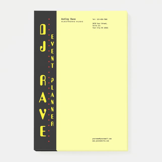 Post-it® Notas del planificador de eventos DJ (Anverso)