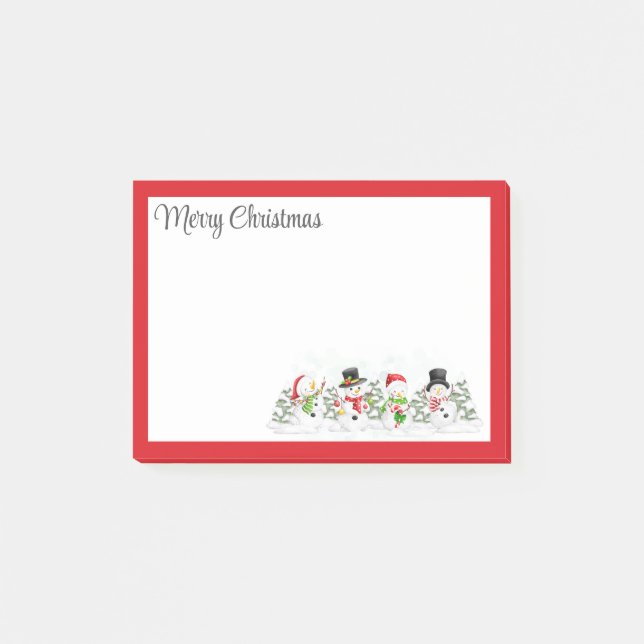 Post-it® Notas del post de Merry Christmas Snowmen (Anverso)