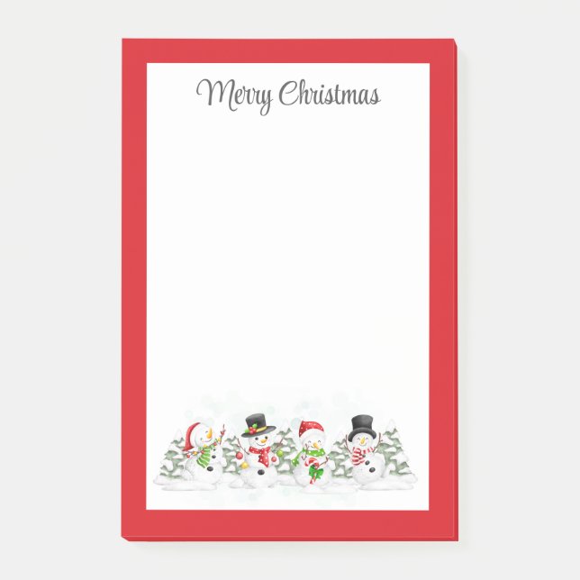 Post-it® Notas del post de Merry Christmas Snowmen (Anverso)