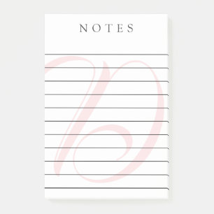 Post-it® Notas enlazadas en monograma rosa pálido