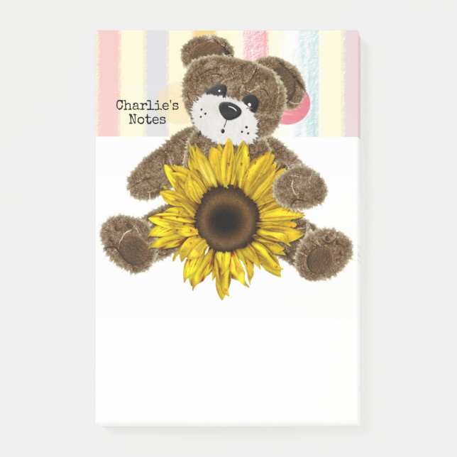 Post-it® Notas Oso de Peluche Girasol (Anverso)