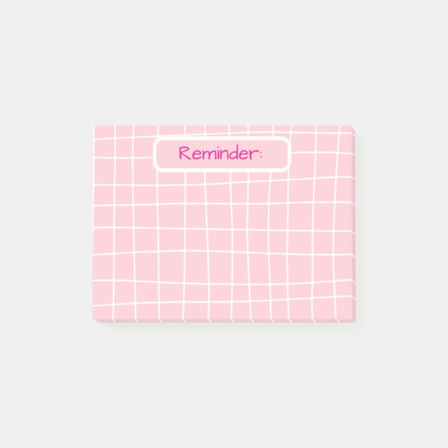Post-it® Notas pegajosas de recordatorio de cuadrícula rosa (Anverso)