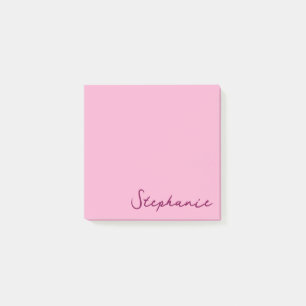 Post-it® Notas pegajosas del guión rosado personalizado