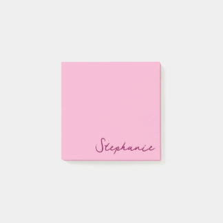 Post-it® Notas pegajosas del guión rosado personalizado
