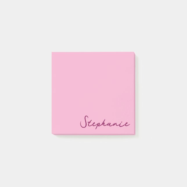 Post-it® Notas pegajosas del guión rosado personalizado (Anverso)