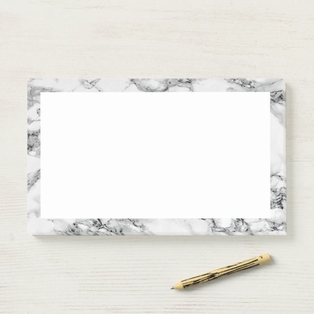 Post-it® Notas pegajosas del marco de mármol blanco (En escritorio)