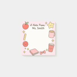 Post-it® Notas pegajosas del profesor Cute Pink Personaliza