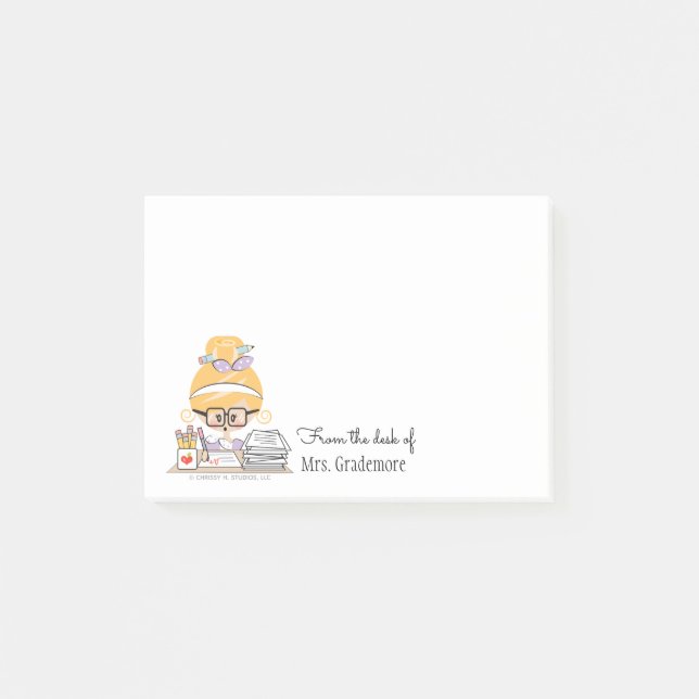 Post-it® Notas pegajosas del profesor rubias (Anverso)