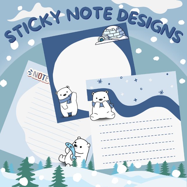 Post-it® Notas pegajosas/Notas posteriores Diseño Tema del  (Sticky Notes/Post-it Notes/Memopad Design Polar Bear Theme)