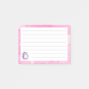 Post-it® Notas pegajosas rosadas de pingüino fino - 4"x3"