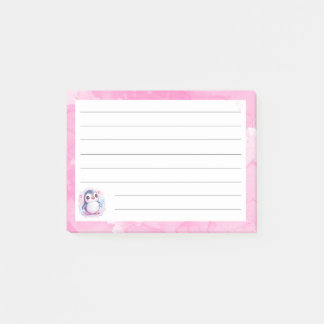 Post-it® Notas pegajosas rosadas de pingüino fino - 4"x3"