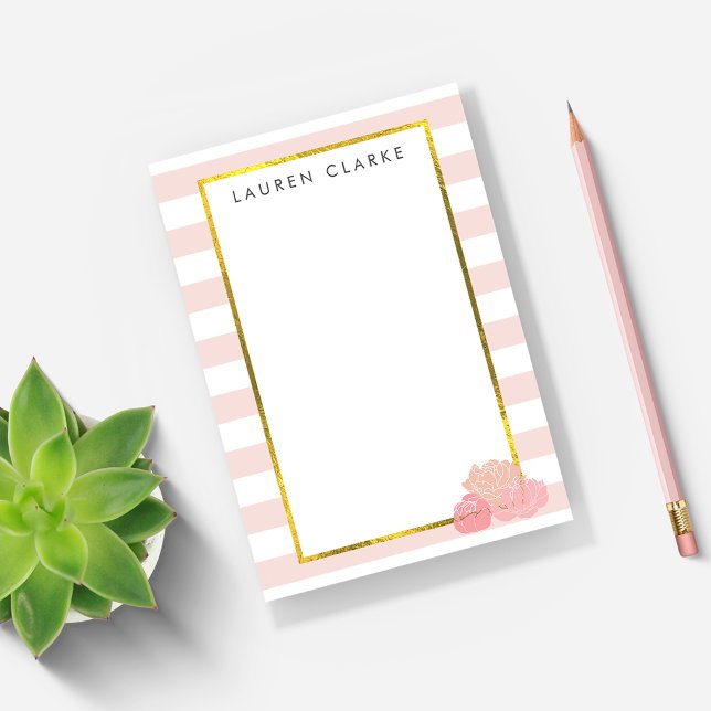 Post-it® Notas personalizadas de banda rosa y Rubor Peony (Subido por el creador)