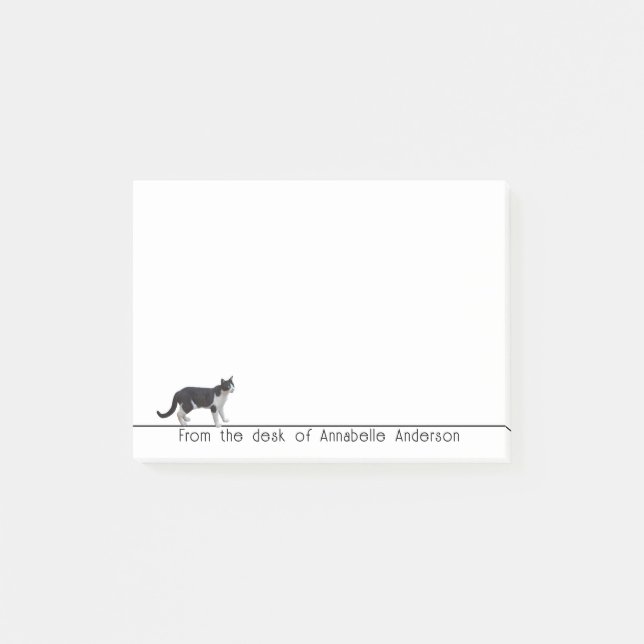 Post-it® Notas personalizadas de gato en blanco y negro (Anverso)
