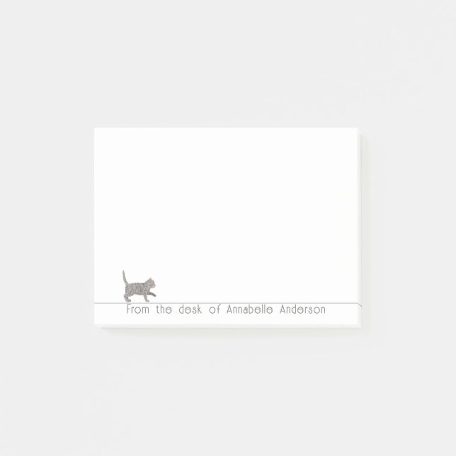 Post-it® Notas personalizadas de Gato Gris Cute (Anverso)