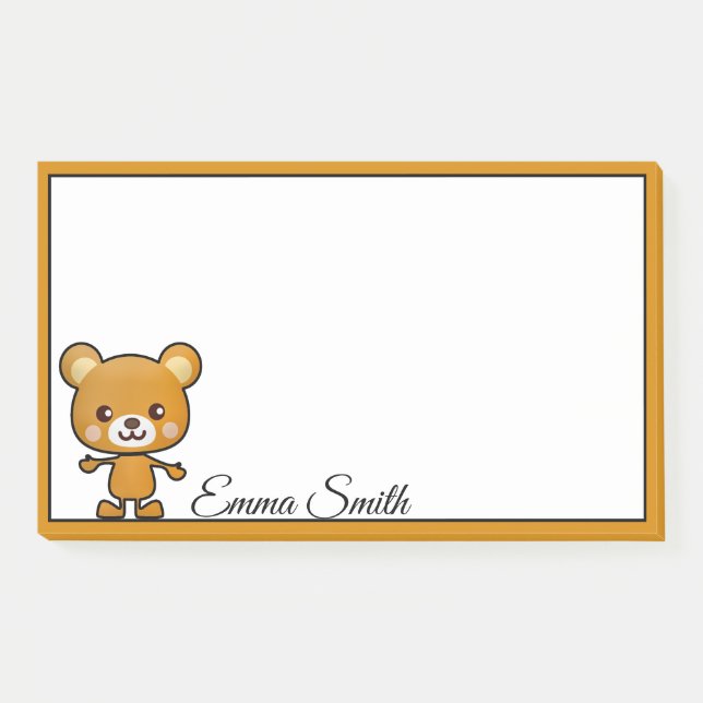 Post-it® Notas personalizadas de Kawaii Brown Bear Post-It (Anverso)