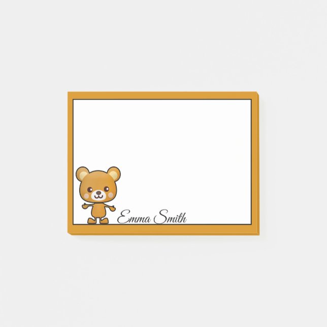 Post-it® Notas personalizadas de Kawaii Brown Bear Post-It (Anverso)