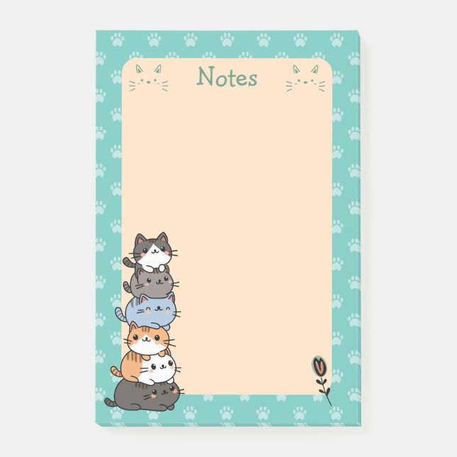 Post-it® Notas personalizadas de pila de gatos (Anverso)