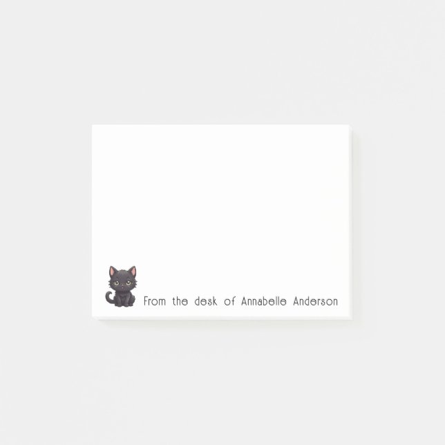 Post-it® Notas personalizadas de un gato negro (Anverso)