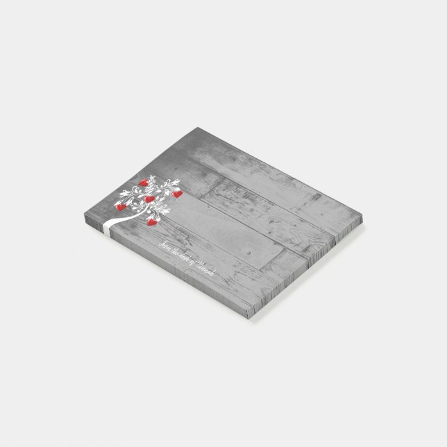 Post-it® Notas personalizadas del árbol Red Valentine Heart (En perspectiva)