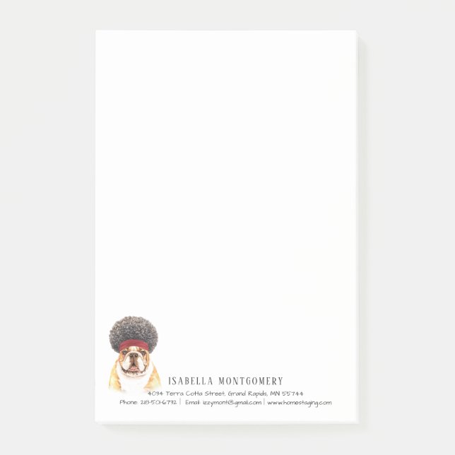 Post-it® Notas personalizadas del Bulldog de acuarela (Anverso)