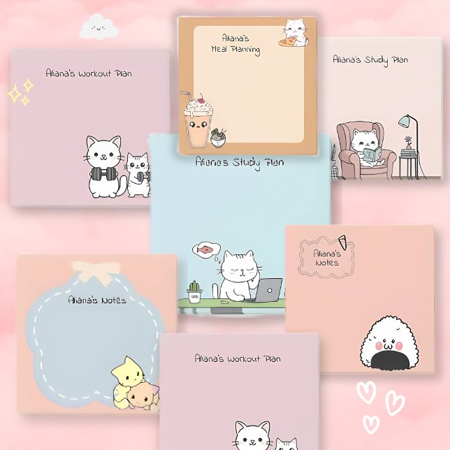 Post-it® Notas personalizadas del programa Cute Cats Fitnes (Subido por el creador)