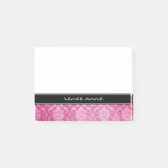 Post-it® Notas personalizadas negro rosado del Poste-it® (Anverso)