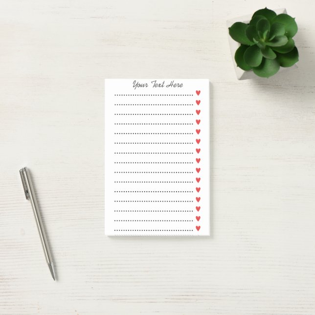 Post-it® Notas personalizadas personalizados con corazones  (Oficina)