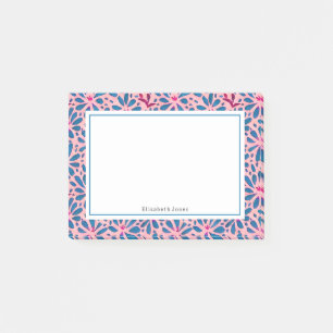 Post-it® Notas Post-it de arte folclórico rosa y floral azu