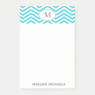 Post-it® Notas Post-it de Chevron azul y blanco PERSONALIZA