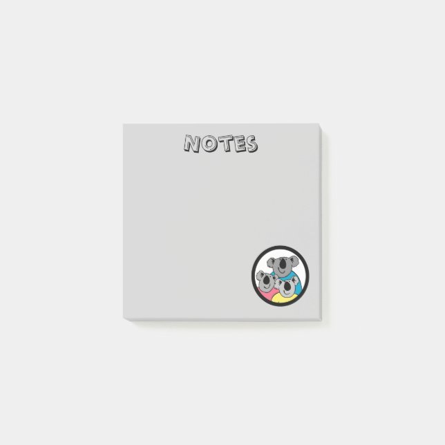 Post-it® Notas Post-it de la Familia de Osos de Koala (Anverso)