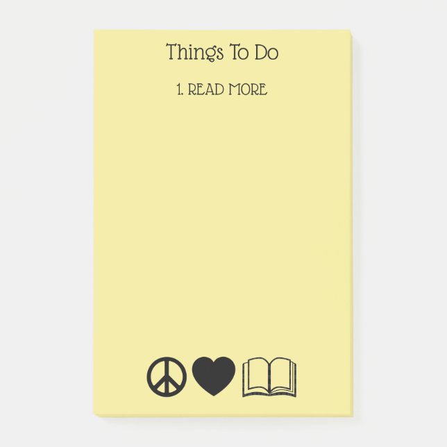 Post-it® Notas Post-it de Peace, Love & Books (Anverso)