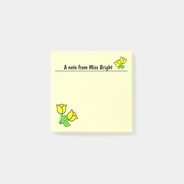 Post-it® Notas post-it de rosas amarillas (Anverso)