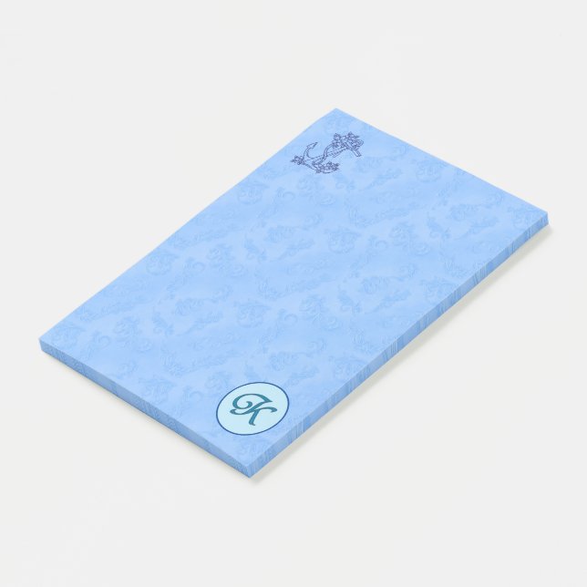 Post-it® Notas Post-it del Monograma azul celestial (A-Z) (En perspectiva)