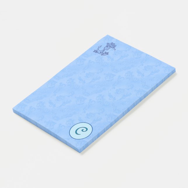 Post-it® Notas Post-it del Monograma azul celestial (A-Z) (En perspectiva)