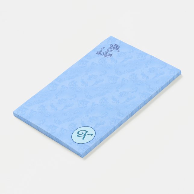 Post-it® Notas Post-it del Monograma azul celestial (A-Z) (En perspectiva)