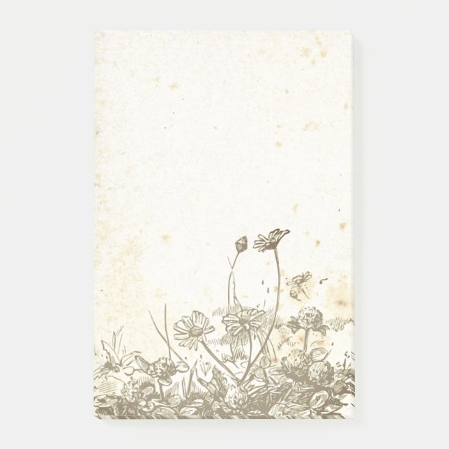 Post-it® Notas Post-it del Viñage Wildflower Parchment (Anverso)