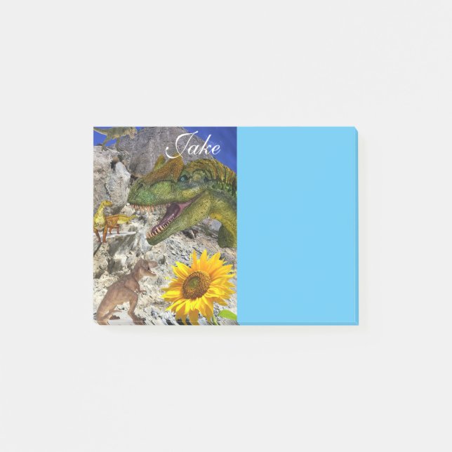 Post-it® Notas Post it Notes, Girasol Floral Dinosaurio (Anverso)