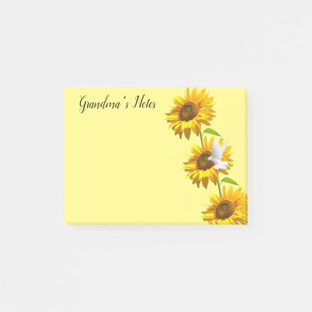 Post-it® Notas Post it Notes, Girasol Paloma Floral (Anverso)