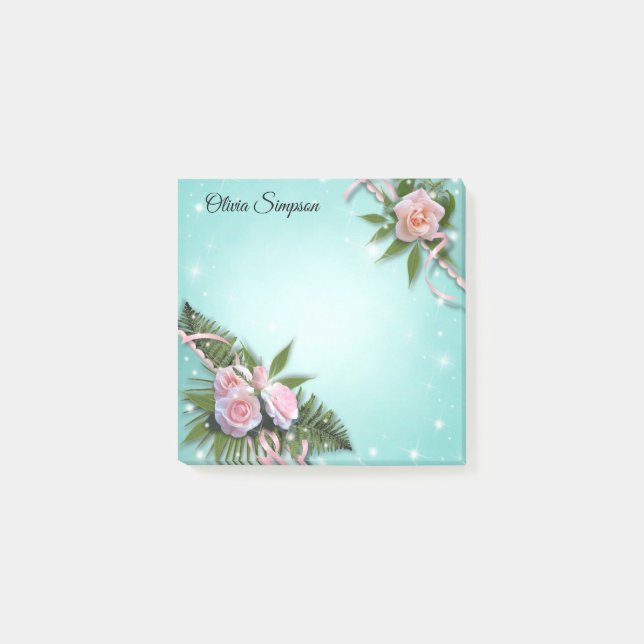 Post-it® Notas Post-it personalizadas de rosas rosadas (Anverso)