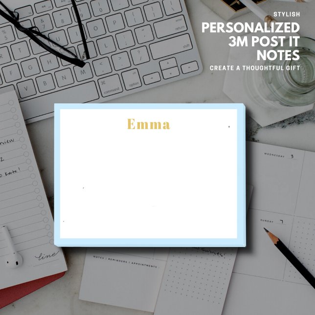 Post-it® Notas Post-it personalizadas del borde azul minima (Subido por el creador)