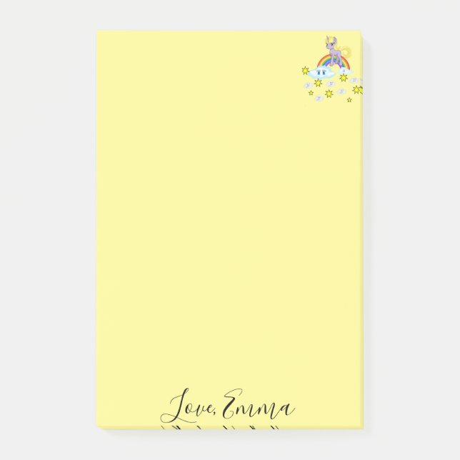 Post-it® Notas Post-it Unicornio Arcoíris Nubes Felices (Anverso)