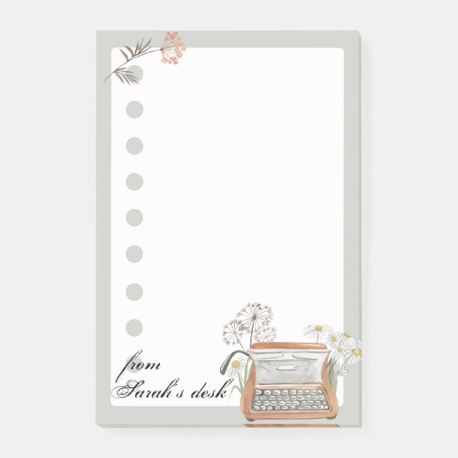 Post-it® Notas posteriores a la máquina de escribir y flore (Anverso)