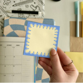 Post-it® Notas posteriores al borde del Doodle azul 7,6 x 7