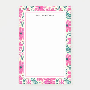 Post-it® Notas posteriores al patrón floral rosado
