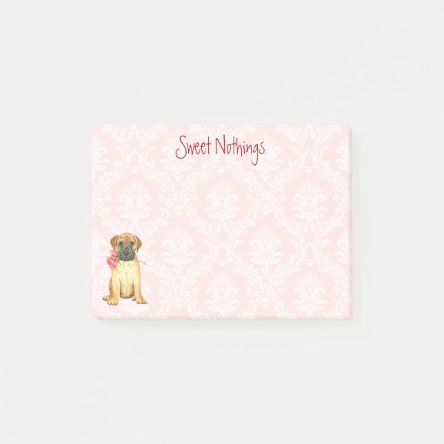 Post-it® Notas posteriores de Valentine Rosa Bullmastiff (Anverso)