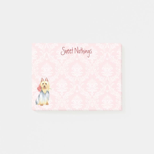 Post-it® Notas posteriores de Valentine Rosa Silky Terrier (Anverso)